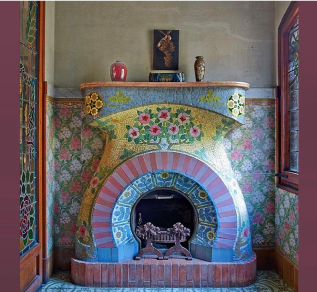 Casa Navas music room fireplace