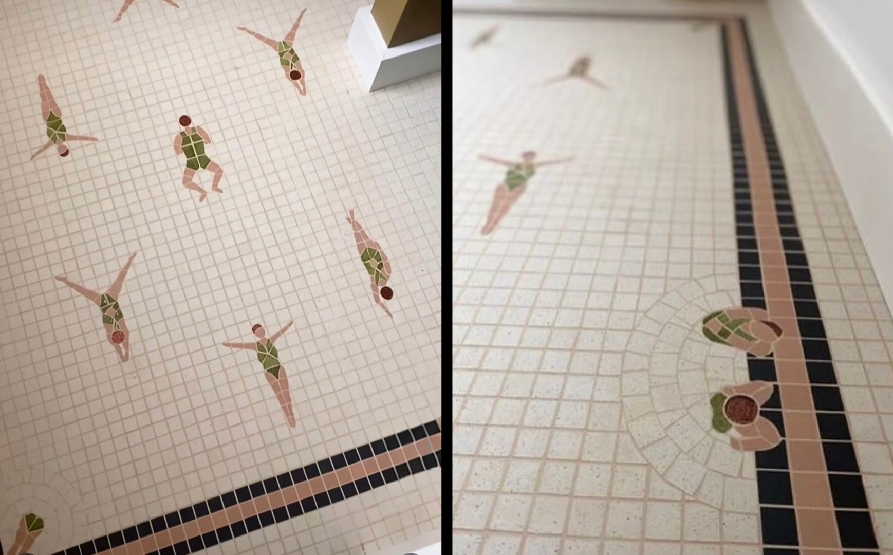 swimmers tile art bathroom floor tile art