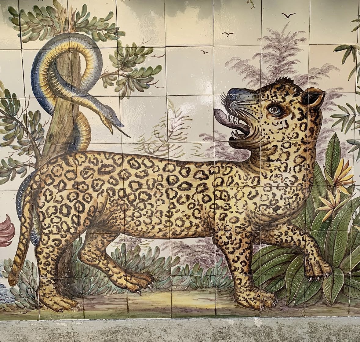 unique kitchen backsplash leopard tile art