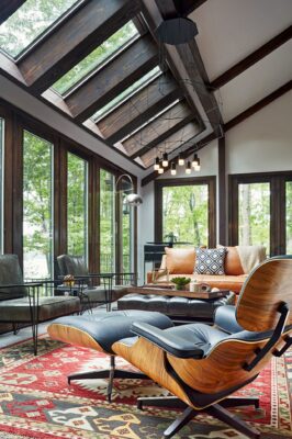 Mid century modern decor in sunroom