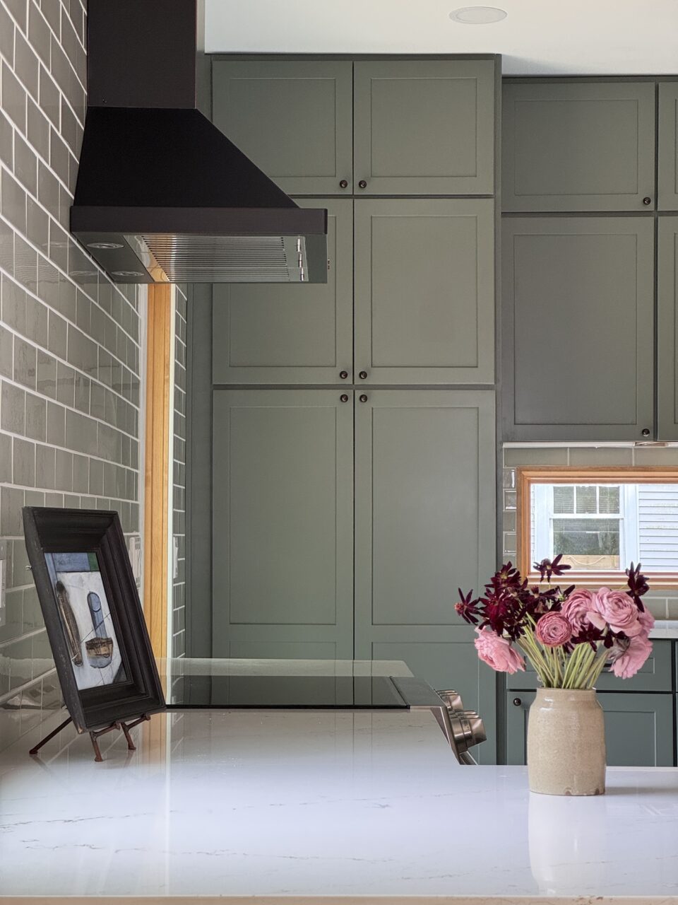 Flowers In Vase On Kitchen Counter